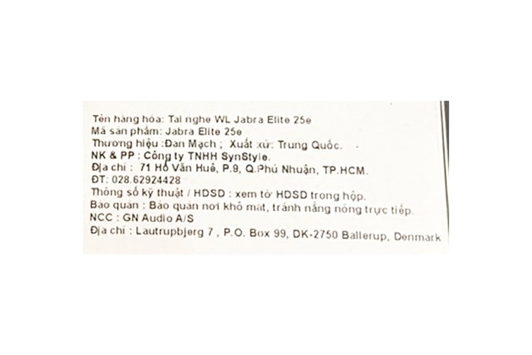 Tai nghe Bluetooth Jabra Elite 25e Đen Màu Đen