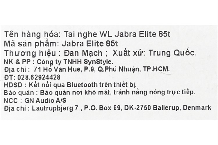 Tai nghe Bluetooth True Wireless Jabra Elite 85T Màu Đen