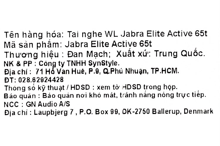 Tai nghe Bluetooth True Wireless Jabra Elite Active 65T Đen Titanum Màu Đen