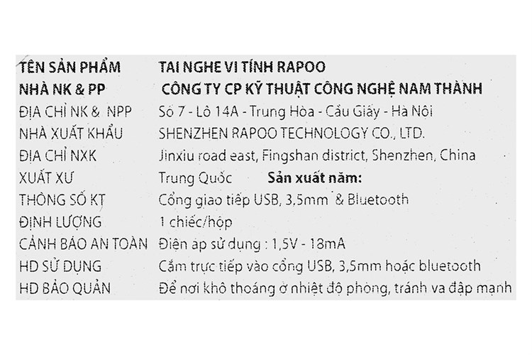 Tai nghe Bluetooth True Wireless Rapoo I100 Màu Đen