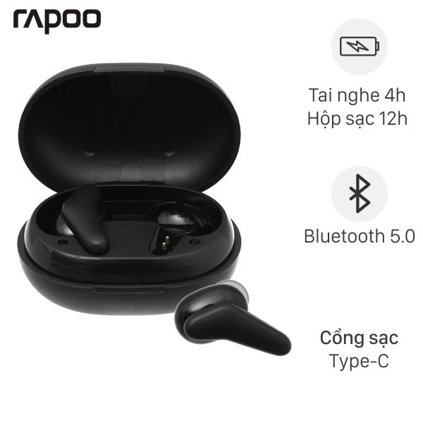 Tai nghe Bluetooth True Wireless Rapoo I100 en gi r ch nh h ng