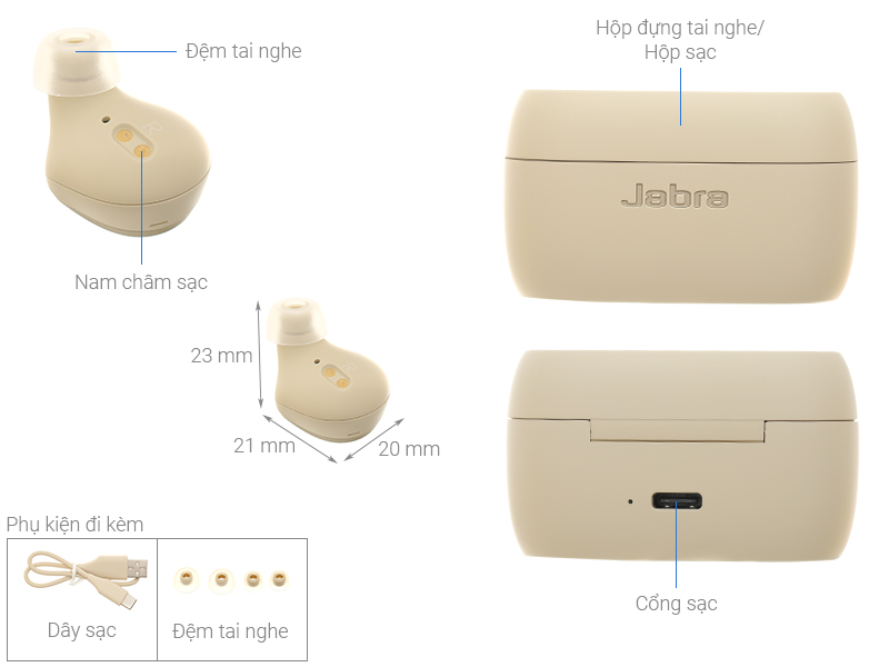 Tai nghe Bluetooth True Wireless Jabra Elite 75T Gold