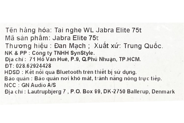 Tai nghe Bluetooth True Wireless Jabra Elite 75T Gold Màu Vàng đồng