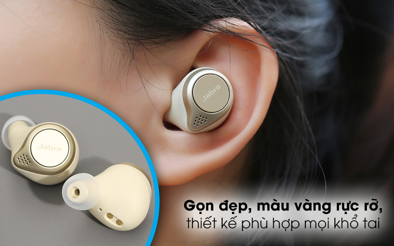 Tai nghe Bluetooth True Wireless Jabra Elite 75T Gold - Tai nghe Bluetooth tinh tế, màu vàng rực rỡ, mới lạ Tai nghe Bluetooth True Wireless Jabra Elite 75T Gold - Tai nghe Bluetooth tinh tế, màu vàng rực rỡ, mới lạ