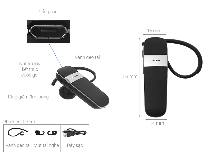 Tai nghe Bluetooth Jabra Talk 15 Đen