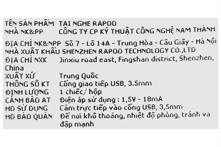 Tai nghe Bluetooth Rapoo S150 Màu Đen