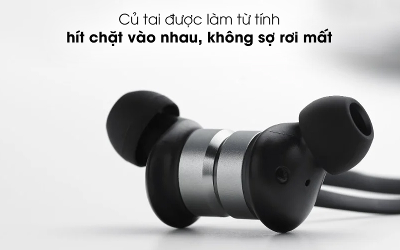 Tai nghe Bluetooth Rapoo S150 Đen - Trang bị nam châm ở mặt ngoài của 2 củ tai