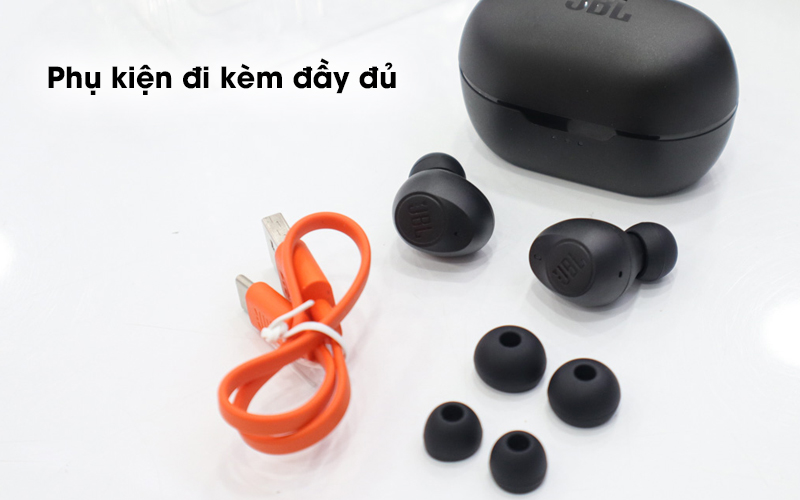 Tai nghe Bluetooth True Wireless JBL T115 - Phụ kiện đi kèm đầy đủ