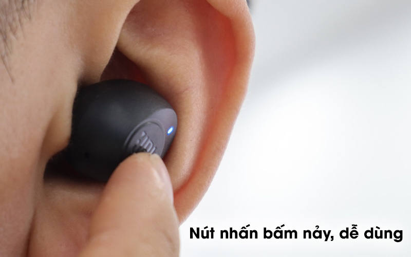 Tai nghe Bluetooth True Wireless JBL T115 - Nút nhấn in logo JBL chỉnh được nhiều chức năng