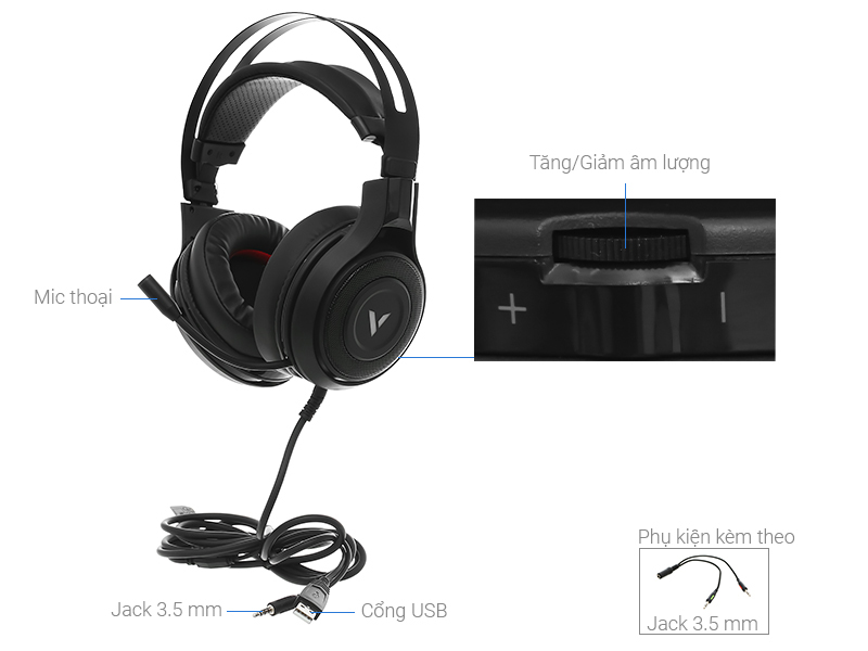 Tai nghe Chụp Tai Gaming Rapoo VH520C 7.1
