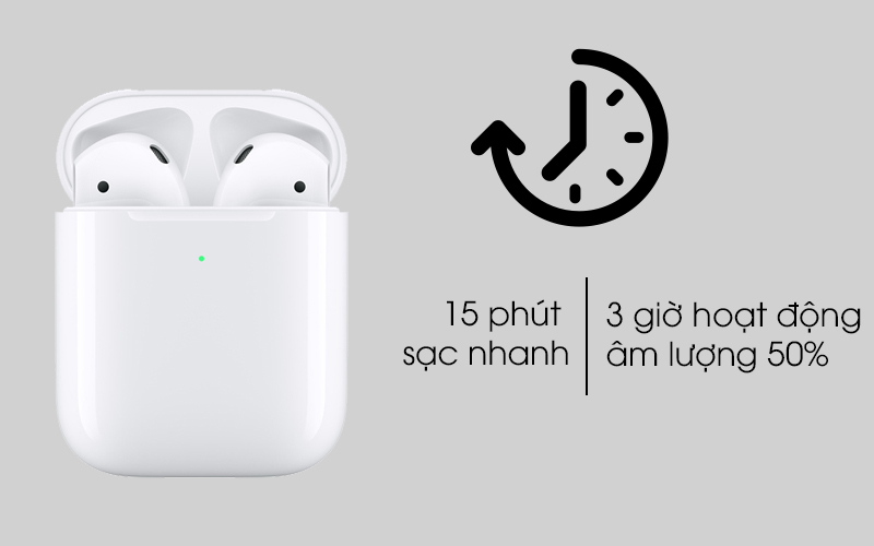 Tai nghe Bluetooth AirPods 2 Wireless charge Apple MRXJ2 Trắng sạc nhanh khi đang bận