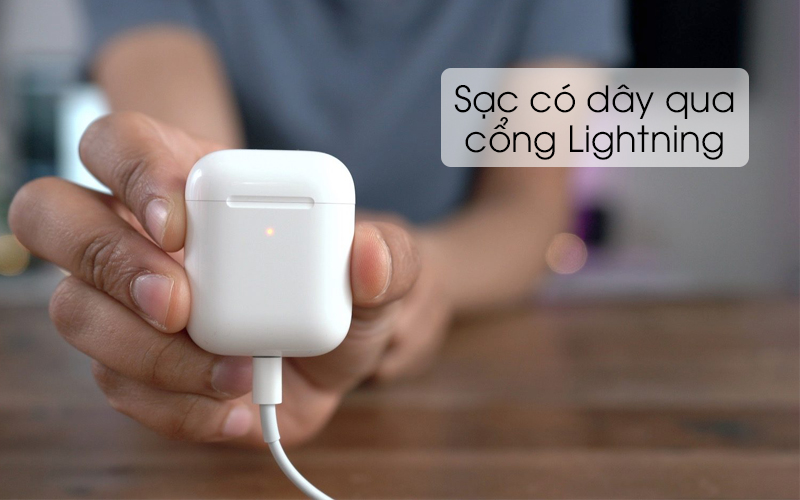 Tai nghe Bluetooth AirPods 2 Wireless charge Apple MRXJ2 Trắng được sạc pin thông qua cổng Lightning