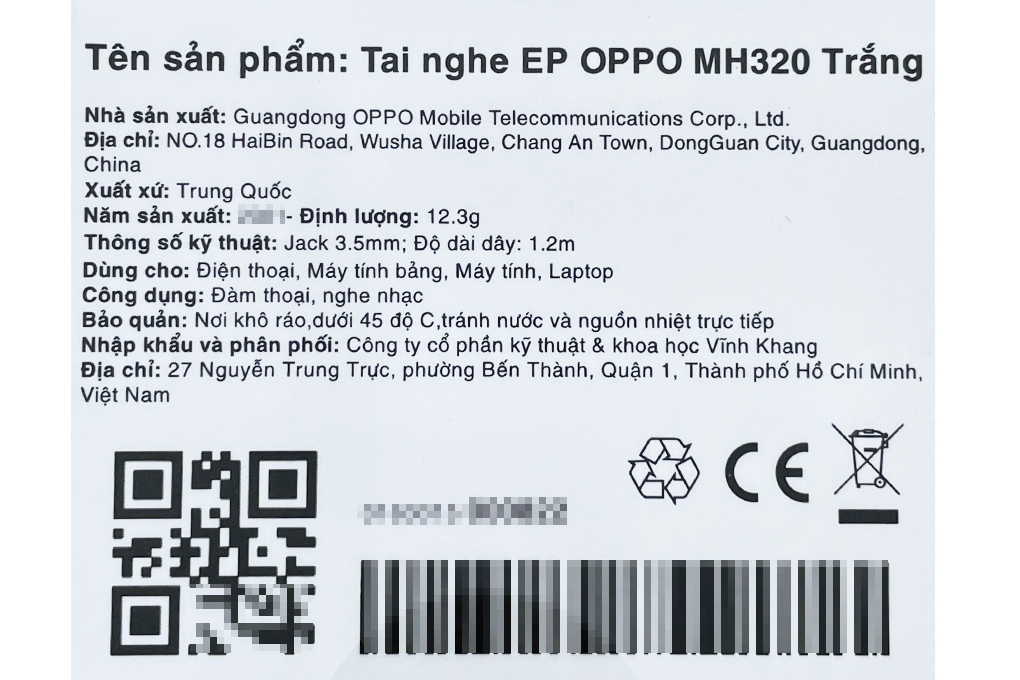 Tai nghe Có Dây EP OPPO MH320