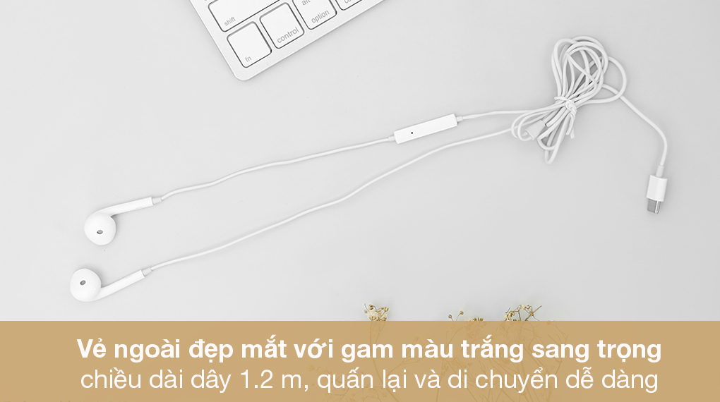 Tai nghe Có Dây EP Type C OPPO MH135-3 - Bề mặt tai nghe được phủ màu trắng sang trọng