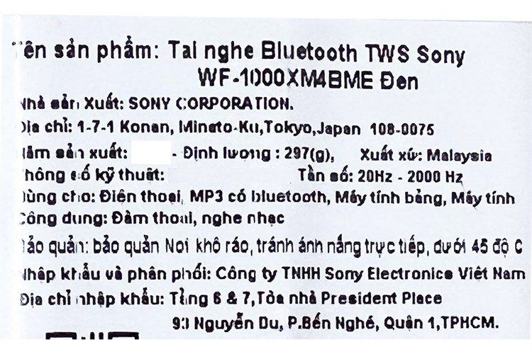 Tai nghe Bluetooth True Wireless Sony WF-1000XM4 Màu Đen