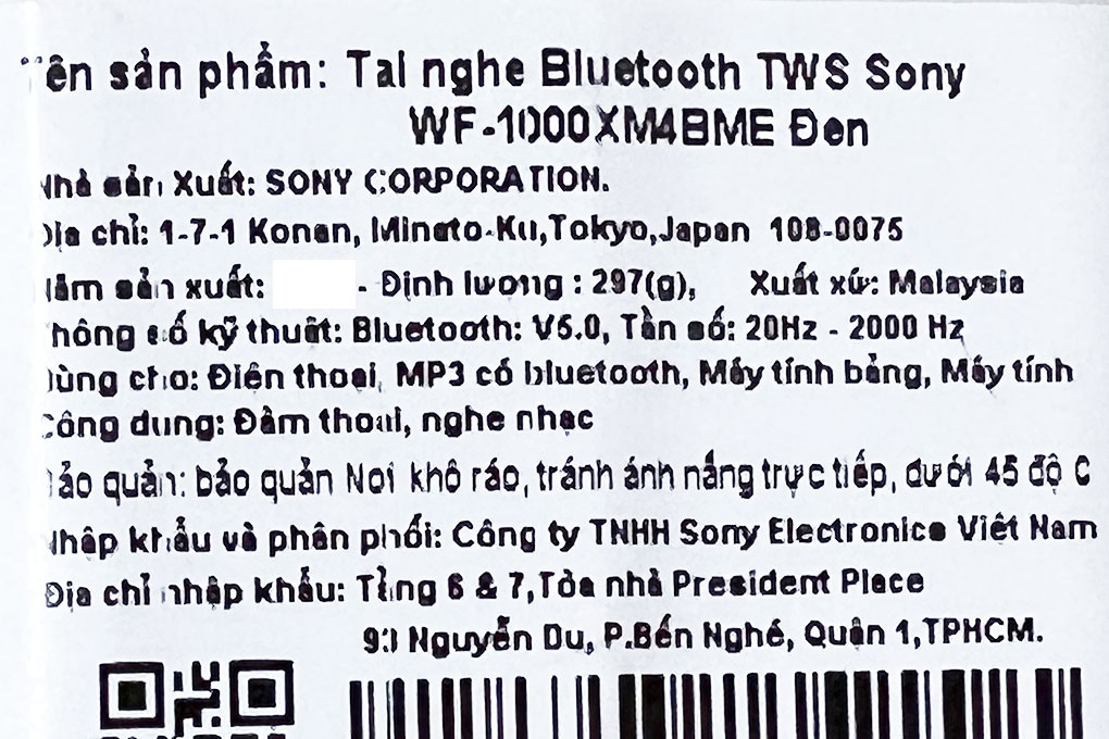 Tai nghe True Wireless Sony WF-1000XM4