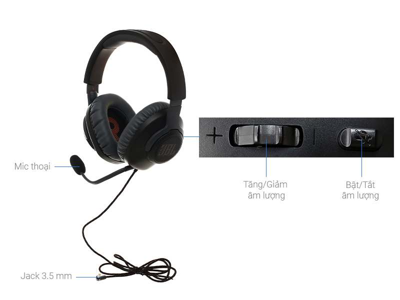 Tai nghe chụp tai Gaming JBL QUANTUM 100 Đen