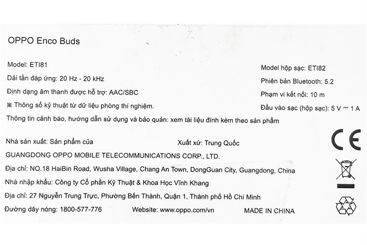 Tai nghe Bluetooth True Wireless OPPO ENCO Buds ETI81 Màu Xanh da trời