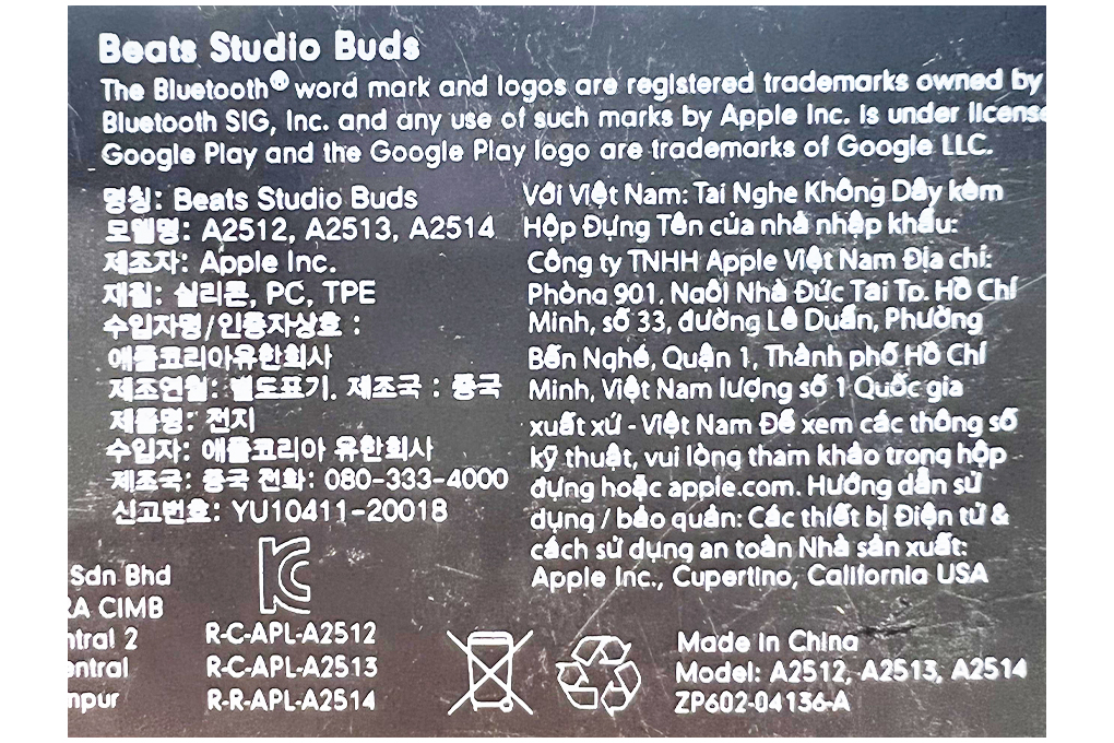 Tai nghe Bluetooth True Wireless Beats Studio Buds Màu Trắng