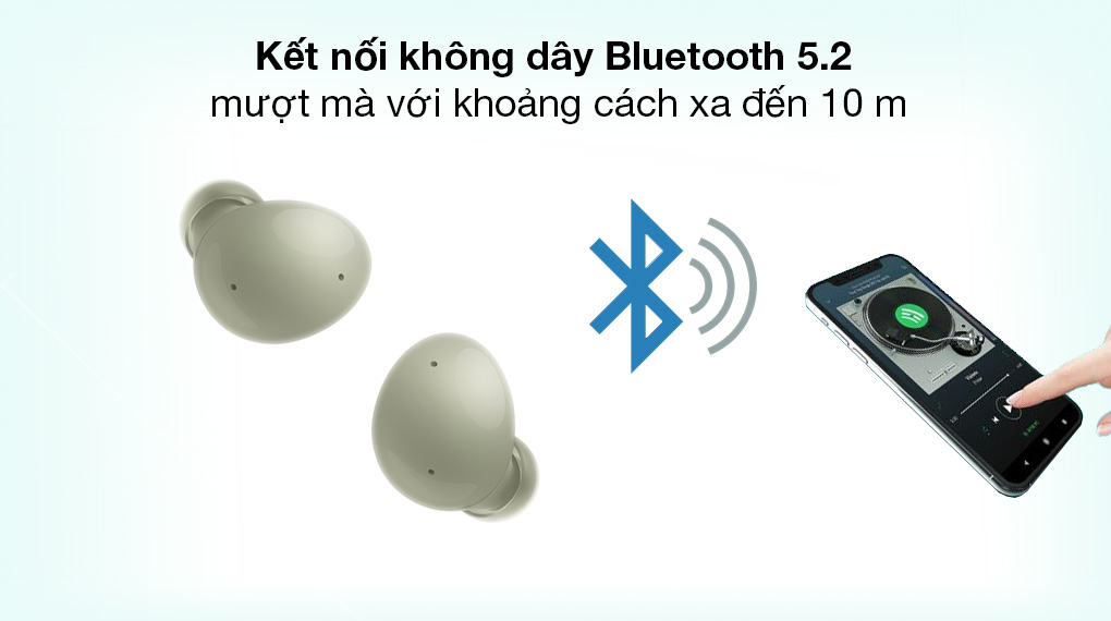 Tai nghe Bluetooth True Wireless Samsung Galaxy Buds 2 R177N - Kết nối Bluetooth 5.2 nhanh chóng và ổn định trong khoảng cách đến 10 m