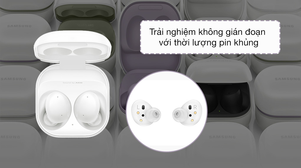 Thời lượng pin khủng | Tai nghe Bluetooth True Wireless Samsung Galaxy Buds 2 R177N Trắng