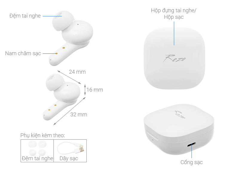 Tai nghe Bluetooth True Wireless Rezo QT13