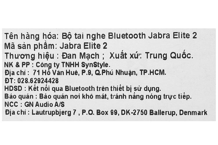 Tai nghe Bluetooth True Wireless Jabra Elite 2 Màu Đen