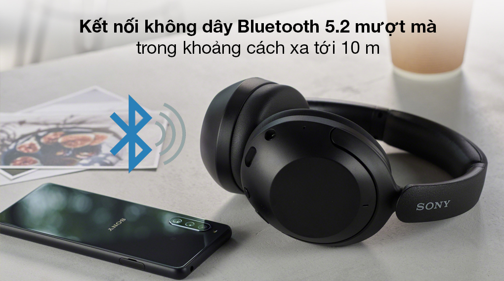Tai nghe chụp tai Bluetooth Sony WH-XB910N Đen - Kết nối không dây liền mạch với công nghệ Bluetooth 5.2
