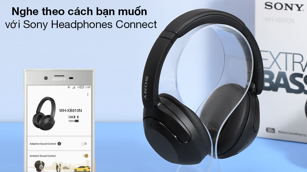 Tai nghe chụp tai Bluetooth Sony WH-XB910N Đen - Điều chỉnh EQ theo trải nghiệm nghe của bạn qua ứng dụng Sony Headphones Connect