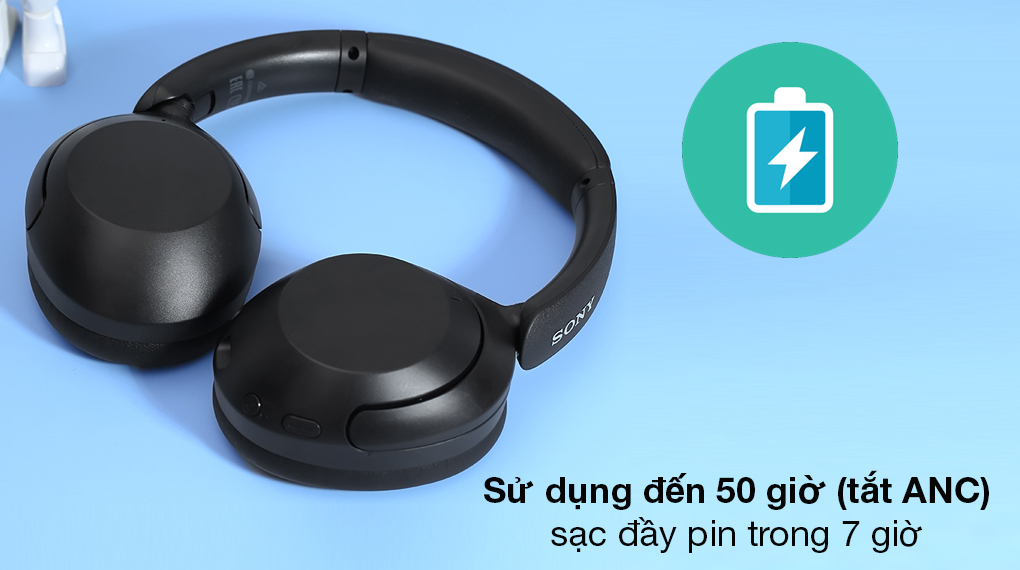 Tai nghe chụp tai Bluetooth Sony WH-XB910N Đen - Cung cấp thời gian nghe nhạc lên đến 50 giờ khi tắt ANC