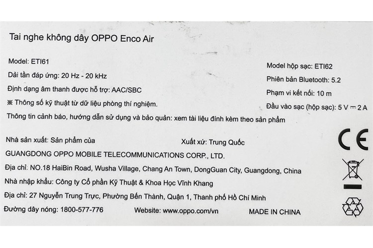 Tai nghe Bluetooth True Wireless OPPO ENCO Air Màu Đen