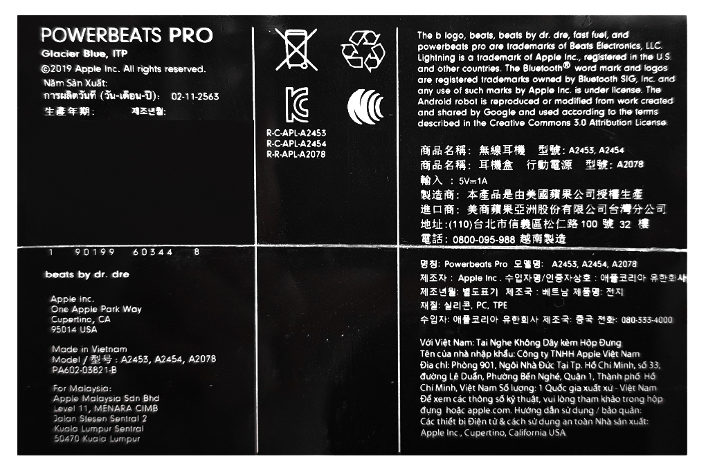 Tai nghe Bluetooth True Wireless Beats Powerbeats Pro Màu Đen