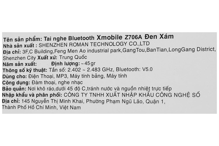 Tai nghe Bluetooth Xmobile Z706A Màu Đen - Xám