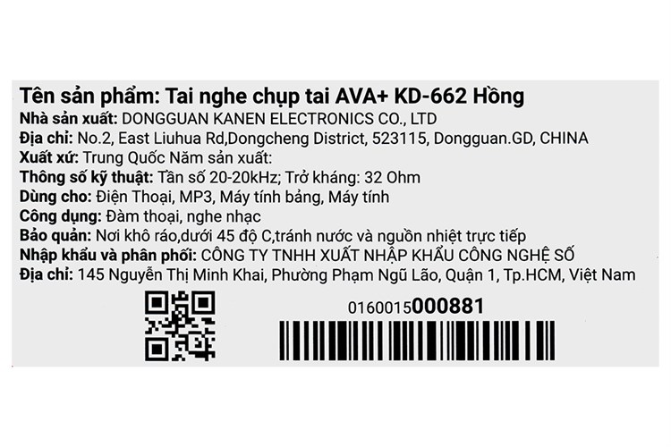 Tai nghe Chụp Tai Trẻ em AVA+ KD-662 Màu Hồng
