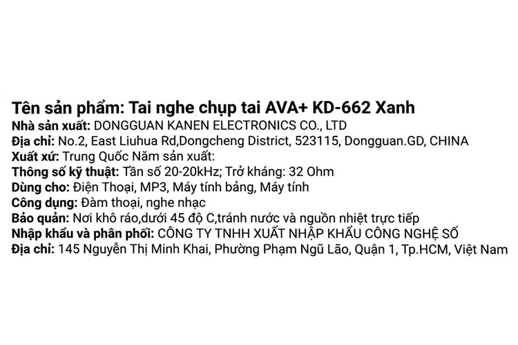 Tai nghe Chụp Tai Trẻ em AVA+ KD-662 Màu Xanh Dương