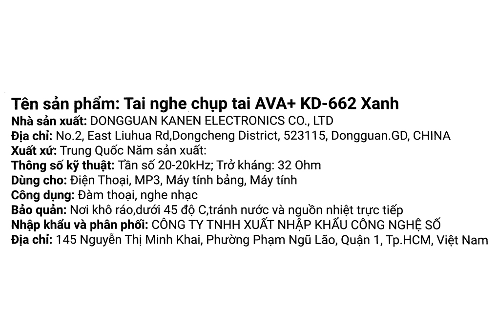 Tai nghe Chụp Tai Trẻ em AVA+ KD-662 Màu Xanh Dương