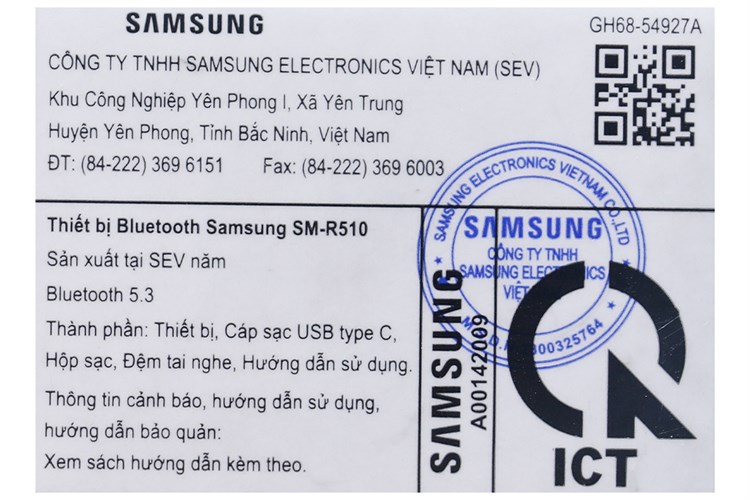 Tai nghe Bluetooth True Wireless Samsung Galaxy Buds 2 Pro R510N Màu Đen