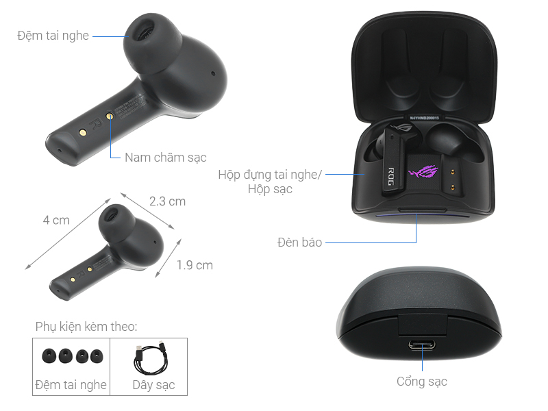 Tai nghe Bluetooth True Wireless Gaming Asus Rog Cetra