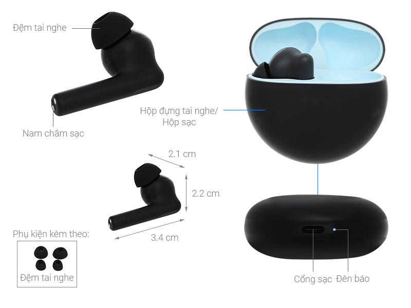 OPPO Enco Buds2 True Wireless Earbuds, Black - eXtra Bahrain