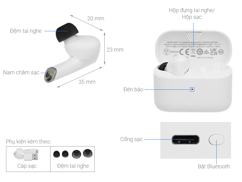Tai nghe Bluetooth TWS Denon AHC830NCW