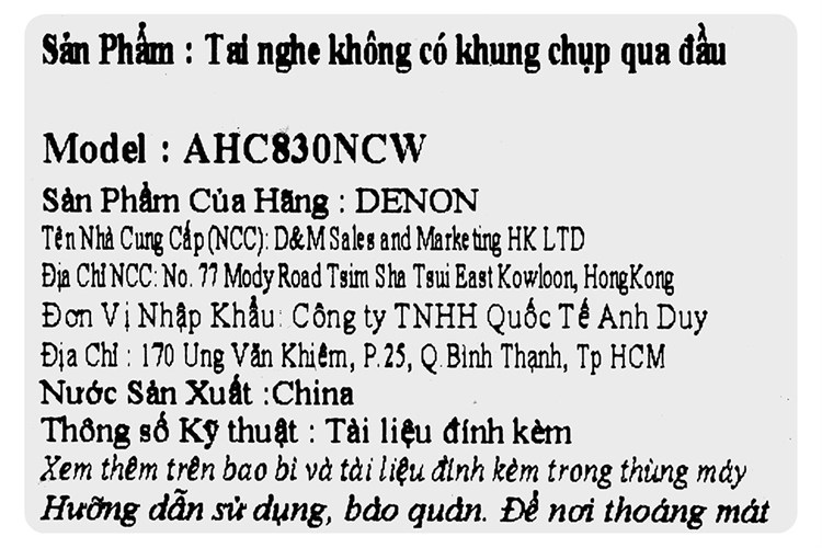 Tai nghe Bluetooth TWS Denon AHC830NCW Màu Trắng