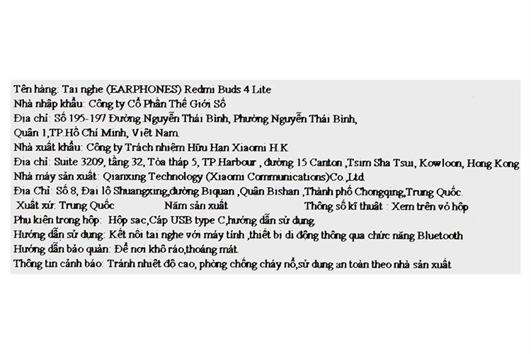 Tai nghe Bluetooth True Wireless Xiaomi Redmi Buds 4 Lite Màu Đen