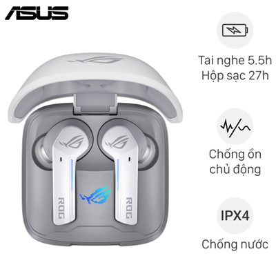 Tai nghe Bluetooth True Wireless Gaming Asus Rog Cetra Trắng