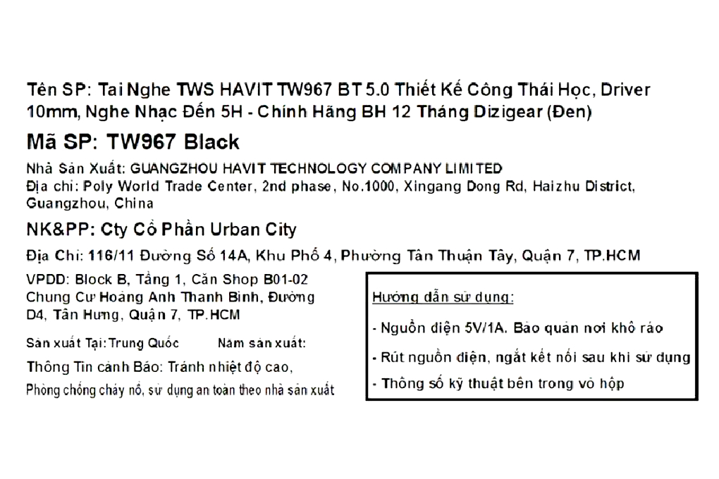 Tai nghe Bluetooth True Wireless HAVIT TW967 - 13