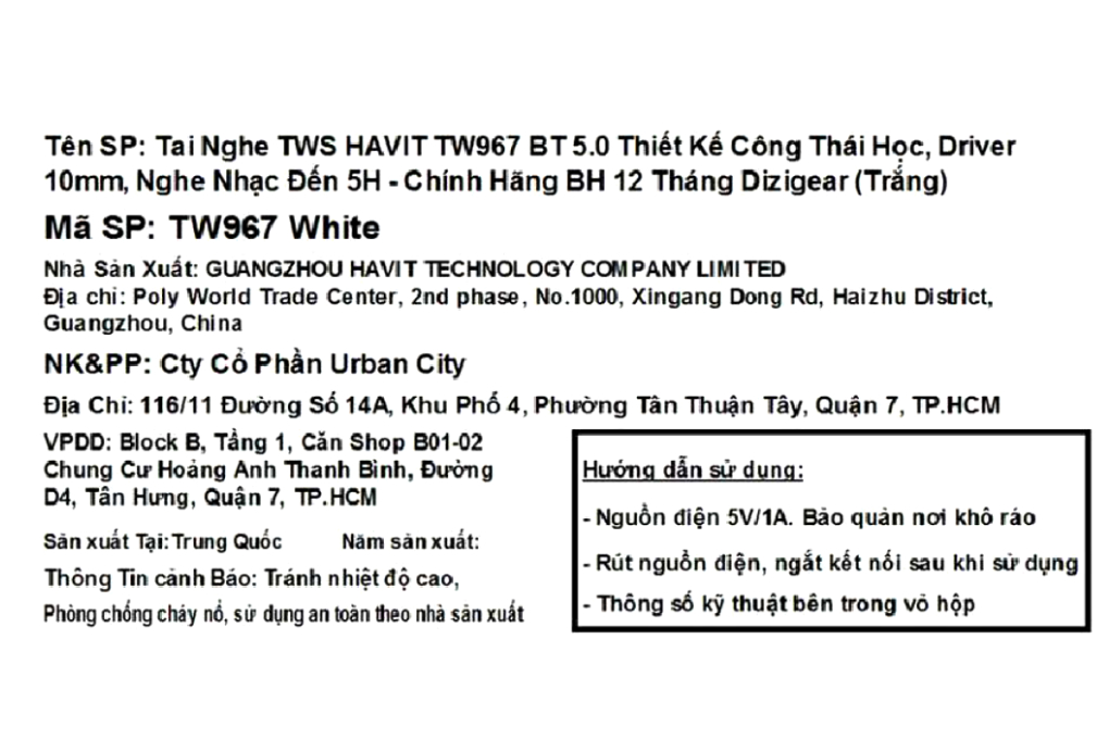 Tai nghe Bluetooth True Wireless HAVIT TW967 - 14