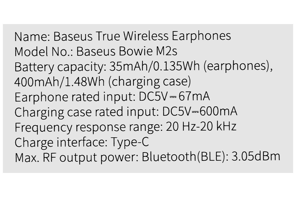 Tai nghe Bluetooth True Wireless Baseus Bowie M2s Màu Đen