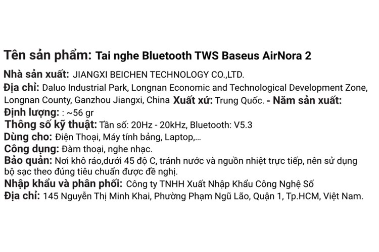 Tai nghe Bluetooth True Wireless Baseus AirNora 2 Màu Cam