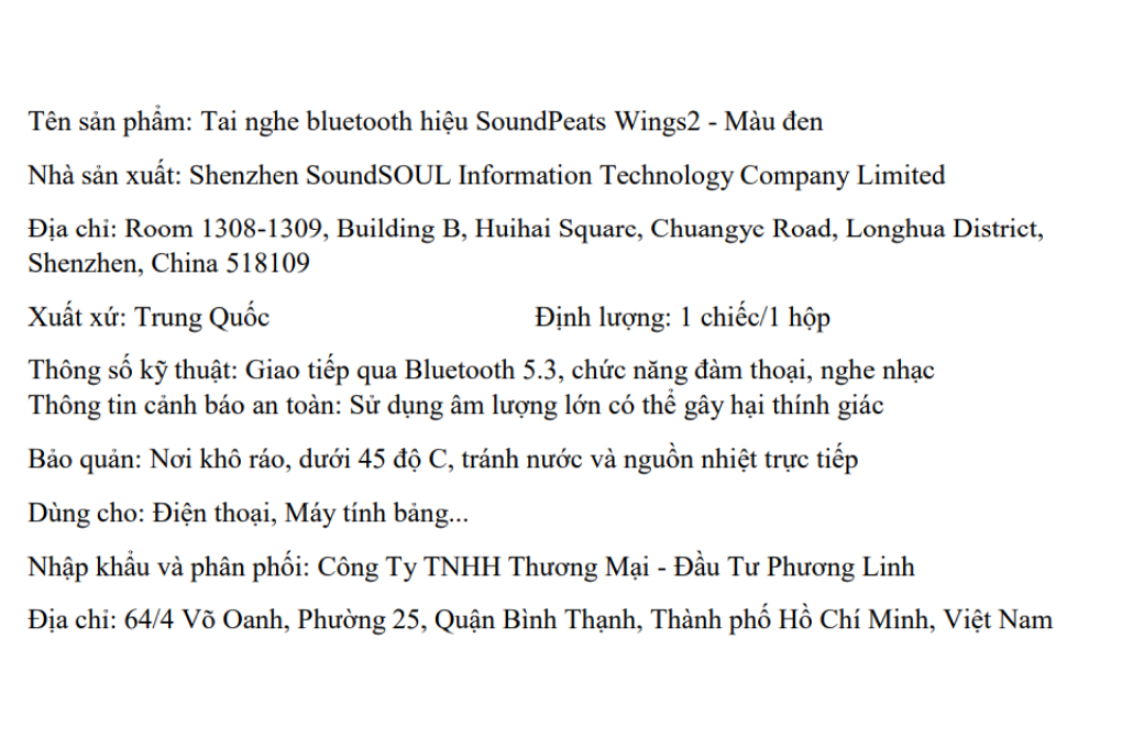 Tai nghe Bluetooth True Wireless Soundpeats Wings2 Màu Đen