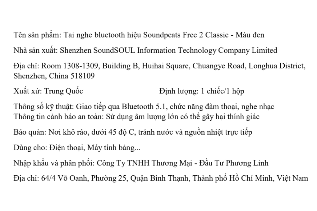 Tai nghe Bluetooth True Wireless Soundpeats Free 2 Classic Màu Đen