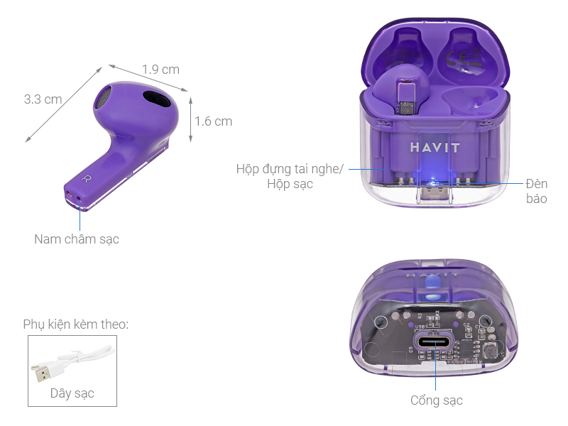 Tai nghe Bluetooth True Wireless Havit TW945